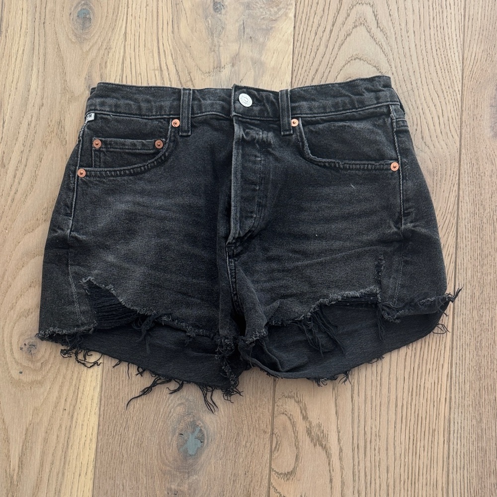 Citizens of Humanity Frayed Hem Black Denim Shorts Size 27